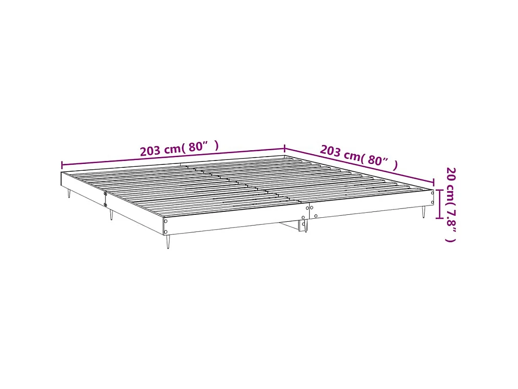 vidaXL Estructura de cama madera de ingeniería negra 200x200 cm