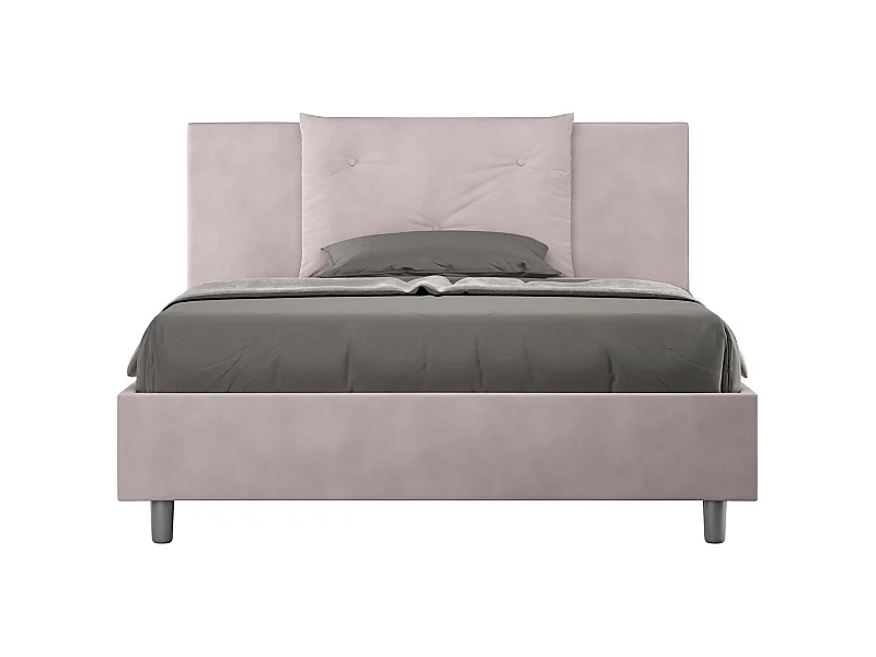 Letto senza rete imbottito 140x190 microfibra glicine Appia