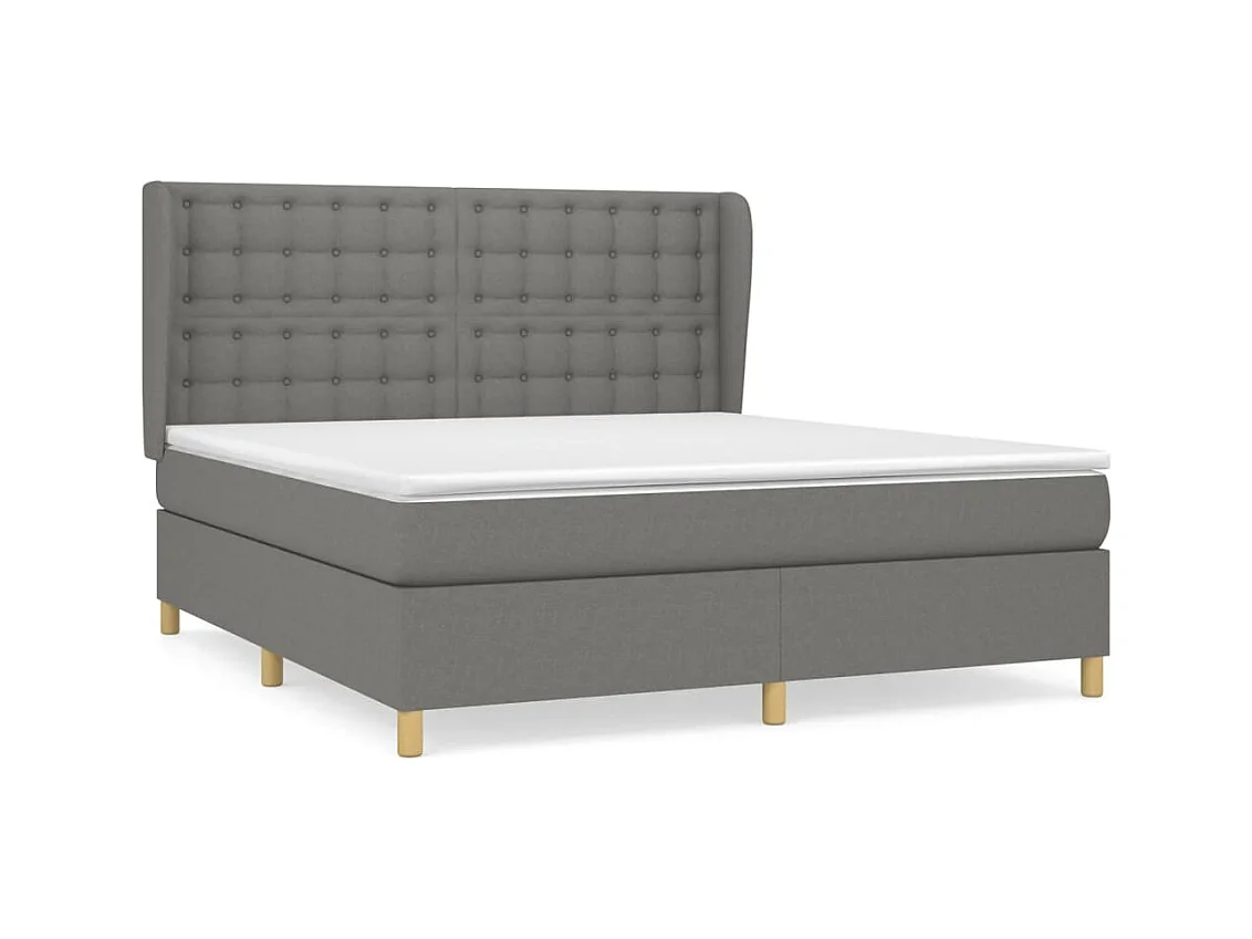Lit à sommier tapissier avec matelas Gris foncé 160x200 Tissu 12
