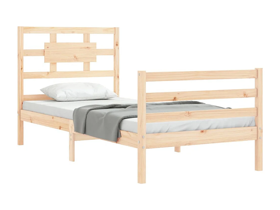 Cadre de lit avec tête de lit 90x200 bois massif