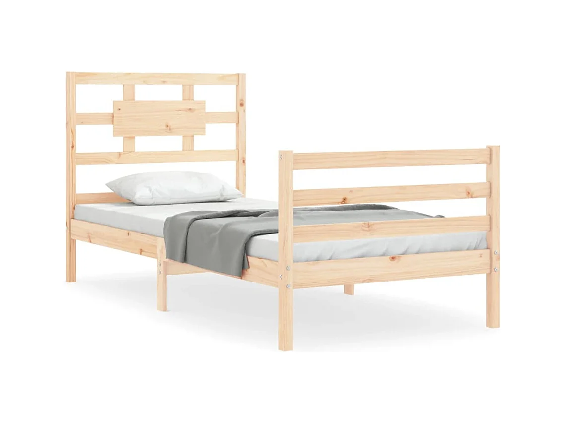 Cadre de lit avec tête de lit 90x200 bois massif