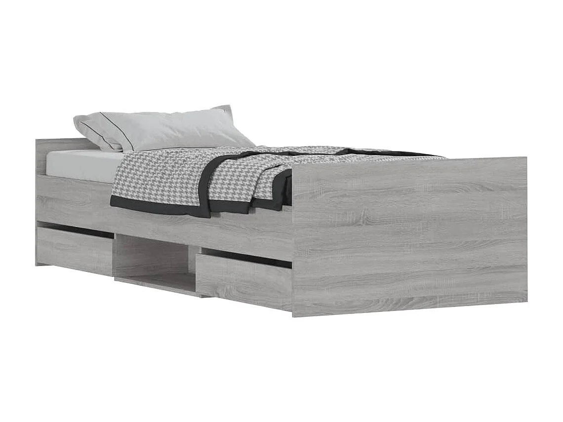 Cadre de lit tête de lit et pied de lit sonoma gris 90x200