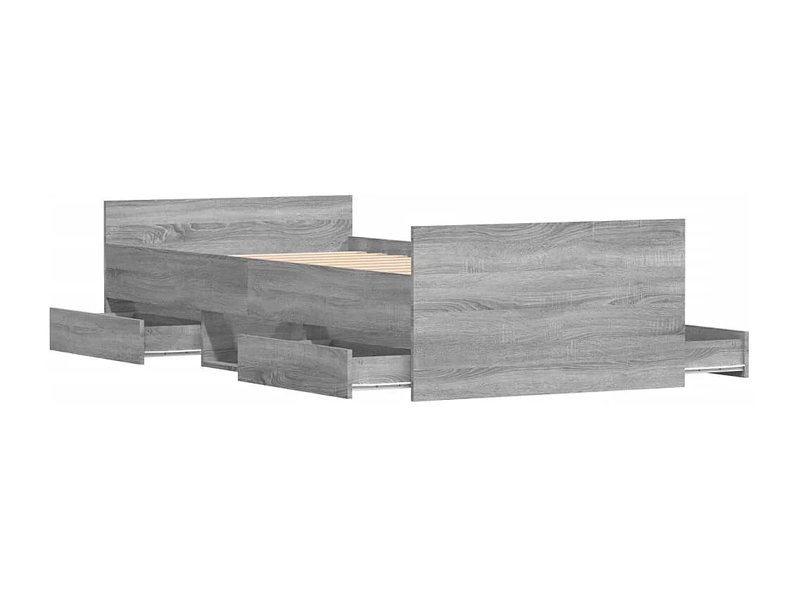 Cadre de lit tête de lit et pied de lit sonoma gris 90x200