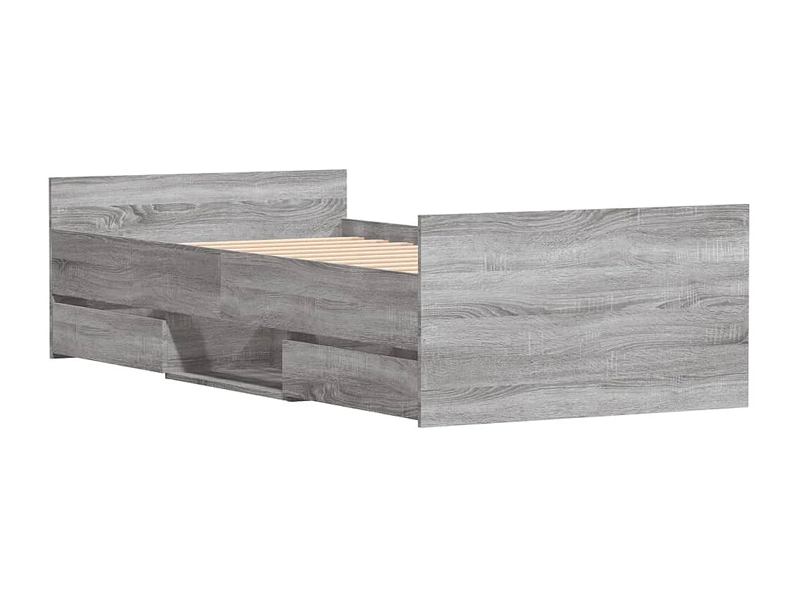 Cadre de lit tête de lit et pied de lit sonoma gris 90x200