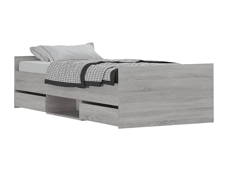 Cadre de lit tête de lit et pied de lit sonoma gris 90x200