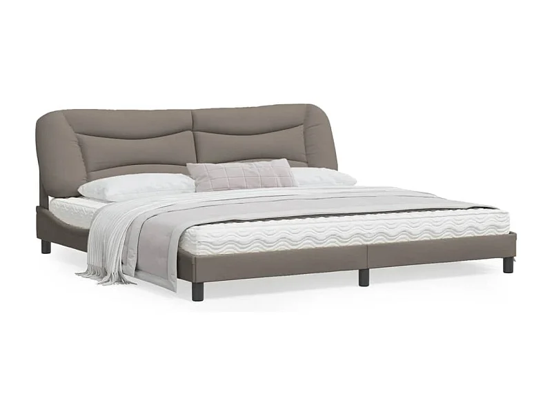 Cadre de lit avec tête de lit Taupe 200x200 Tissu