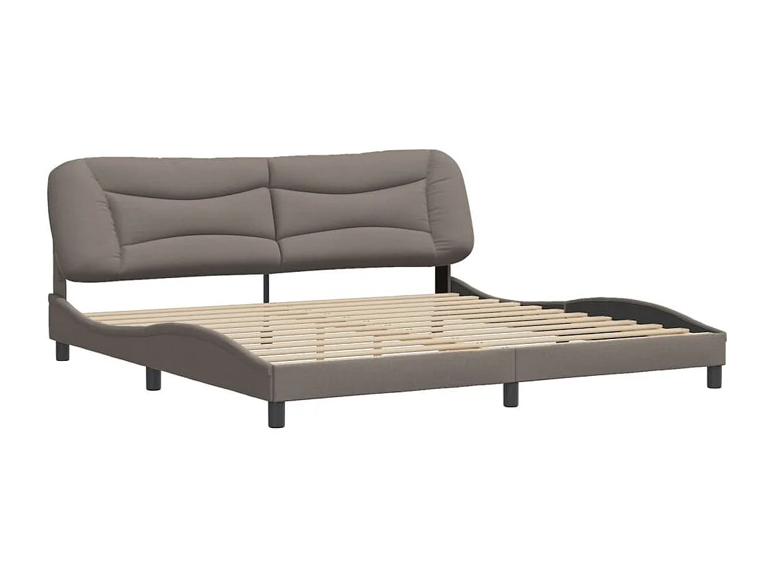 Cadre de lit avec tête de lit Taupe 200x200 Tissu