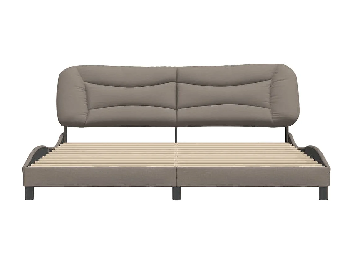 Cadre de lit avec tête de lit Taupe 200x200 Tissu