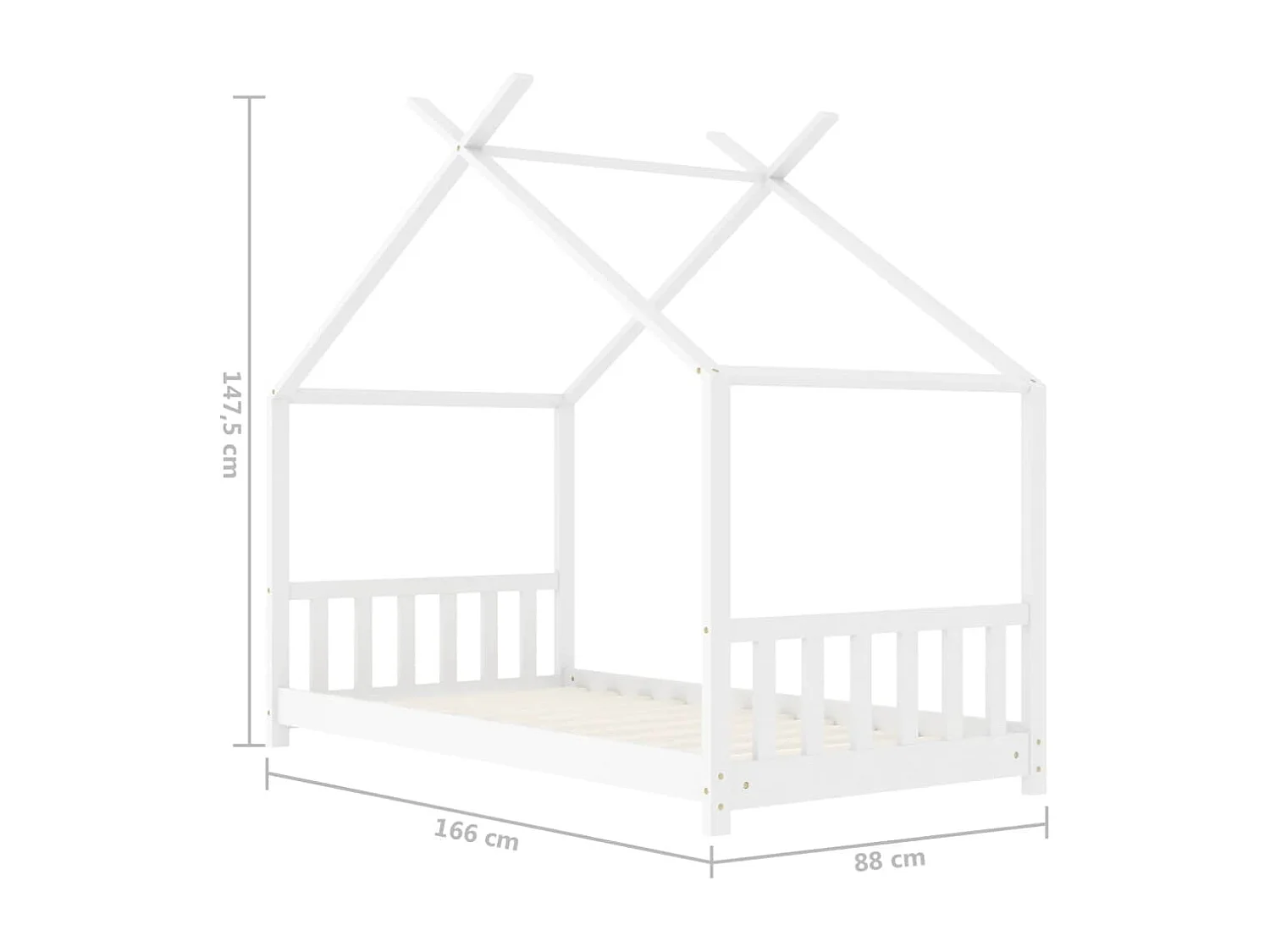 Cadre de lit d'enfant Blanc Bois de pin massif 80x160