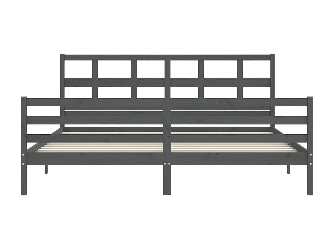 Cadre de lit avec tête de lit gris 200x200 bois massif