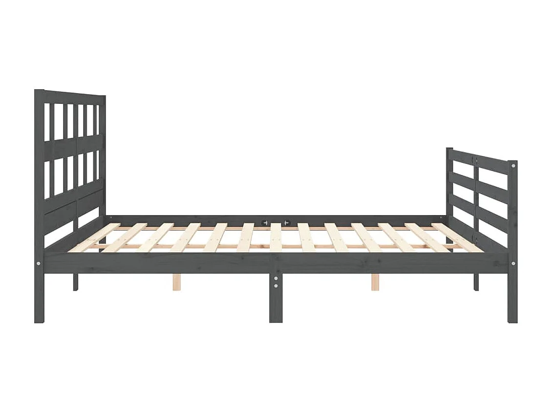 Cadre de lit avec tête de lit gris 200x200 bois massif