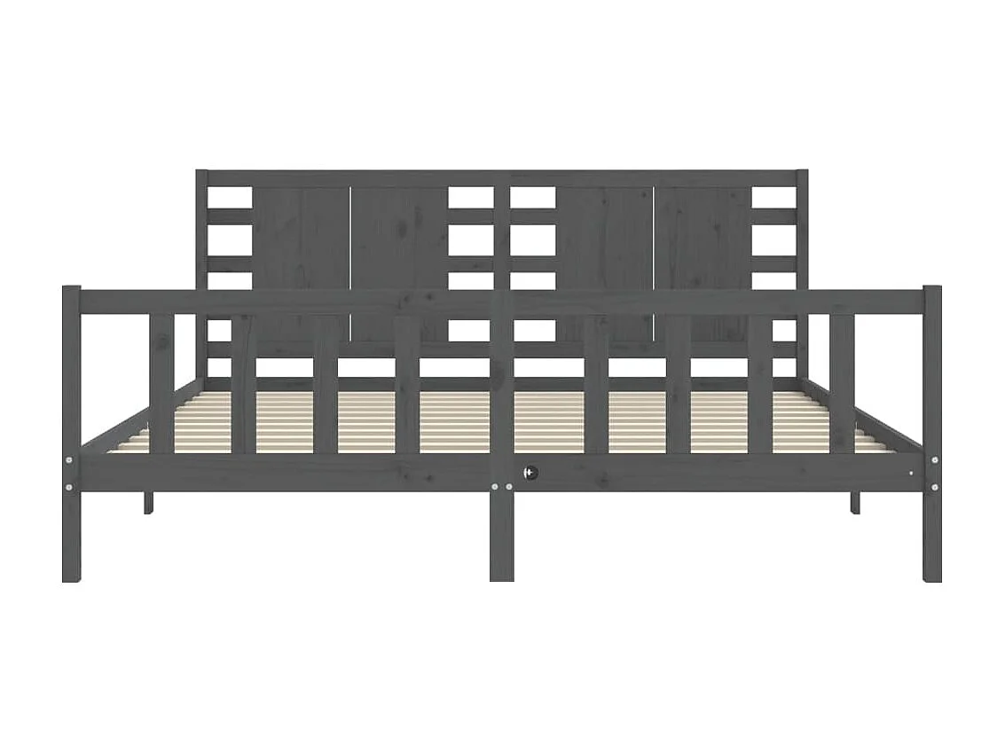 Cadre de lit avec tête de lit gris 200x200 bois massif