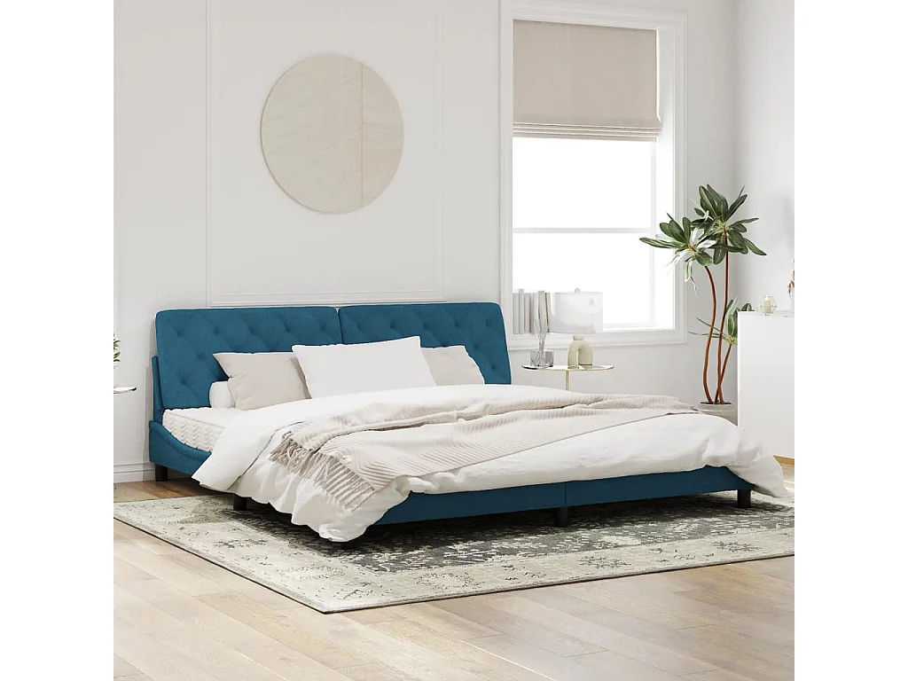 Cadre de lit avec lumières LED bleu 200x200 velours