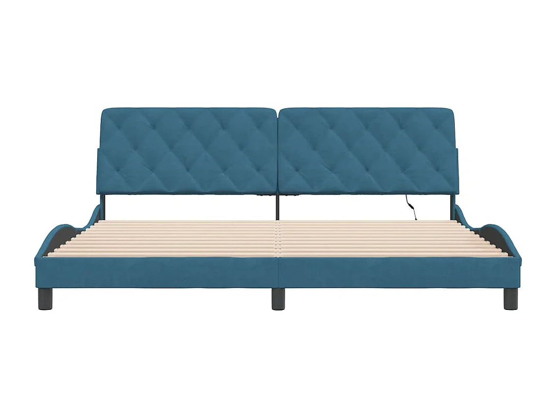 Cadre de lit avec lumières LED bleu 200x200 velours