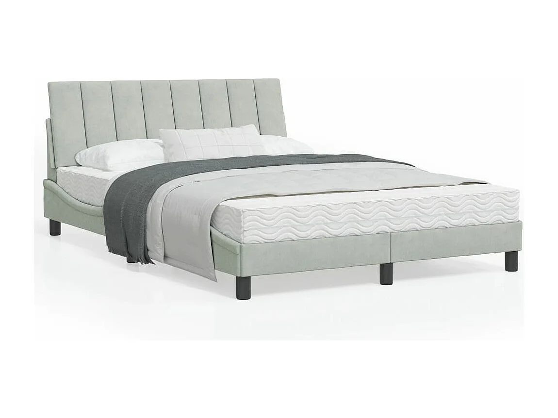 Cadre de lit avec lumières LED gris clair 140x190 velours