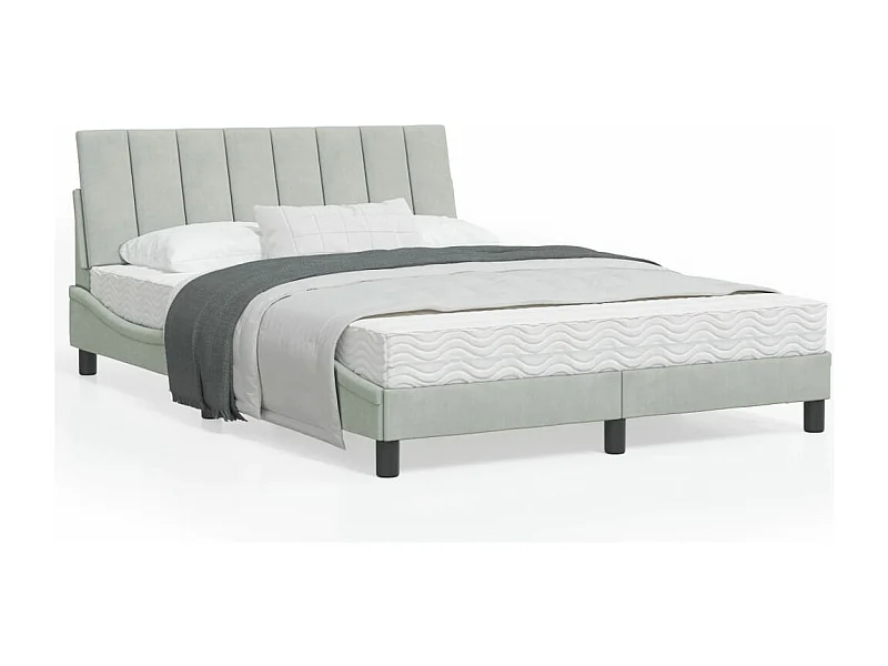 Cadre de lit avec lumières LED gris clair 140x190 velours