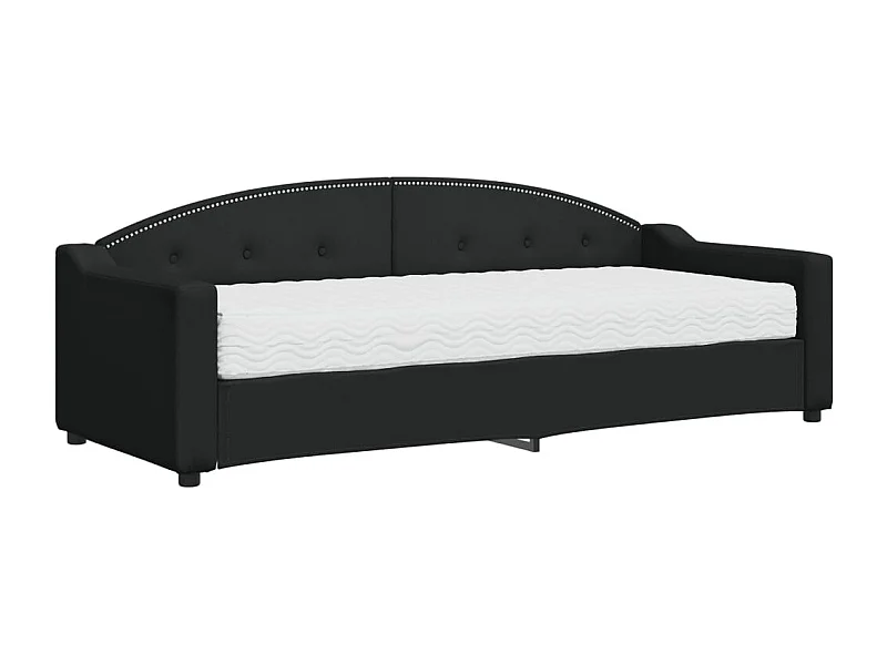 Lit de jour avec matelas noir 80x200 tissu