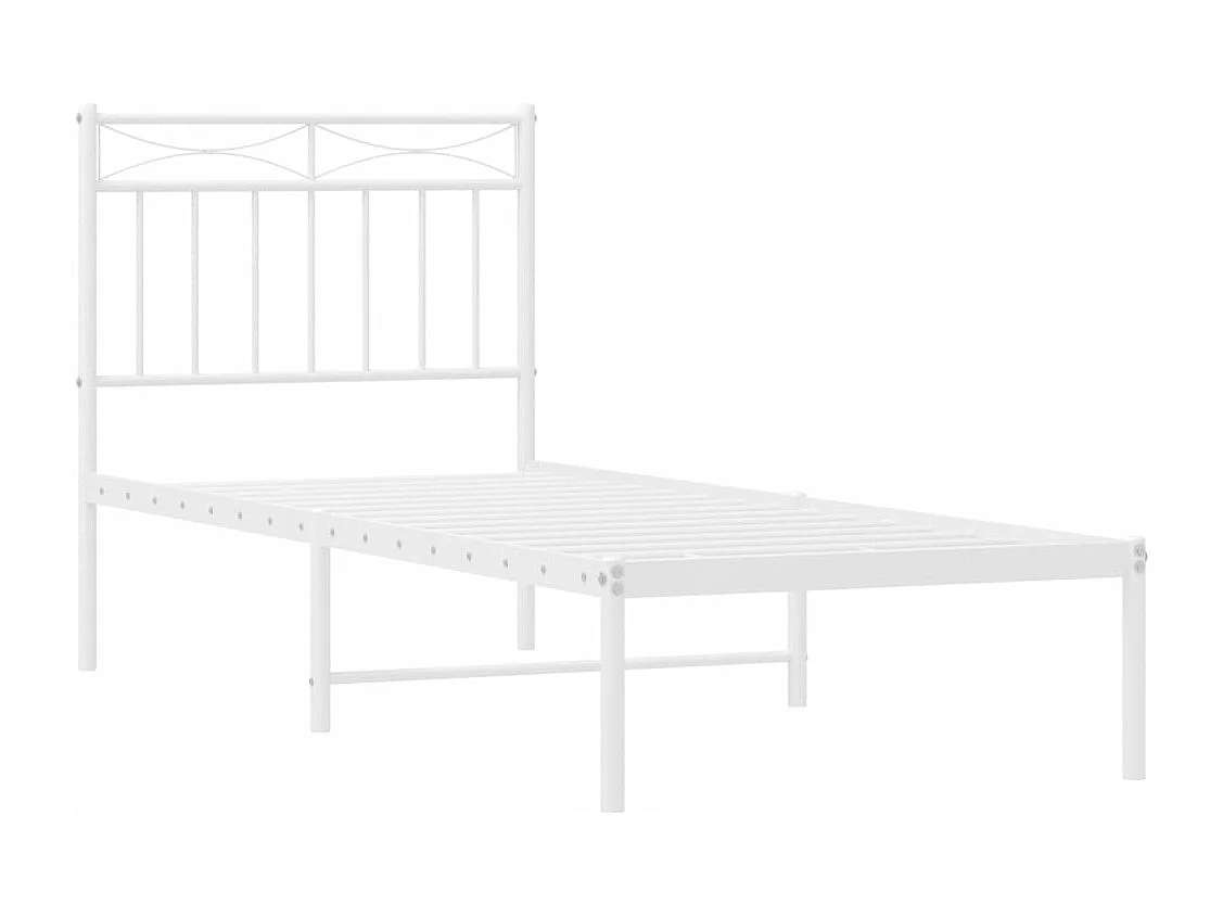 Cadre de lit métal avec tête de lit blanc 80x200