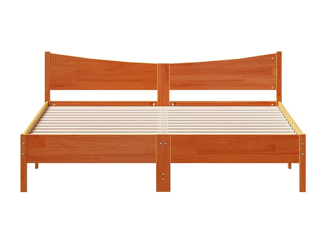 Cadre de lit et tête de lit marron 180x200 bois de pin