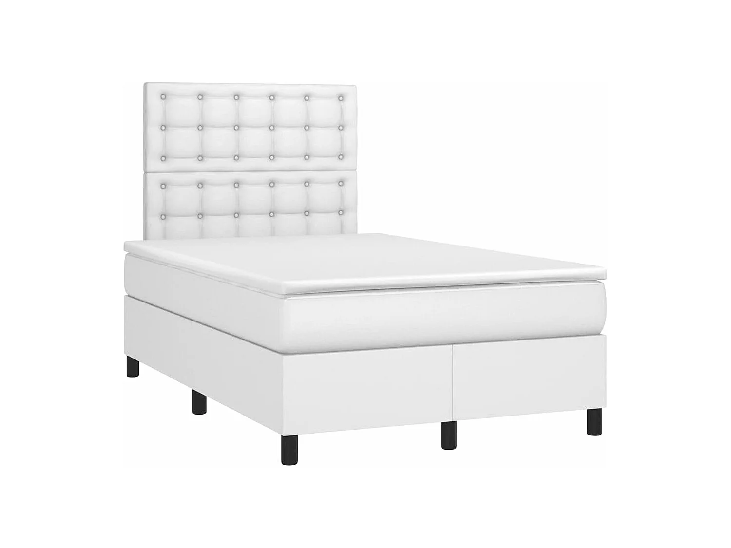 Sommier à lattes de lit matelas LED blanc 120x190 similicuir