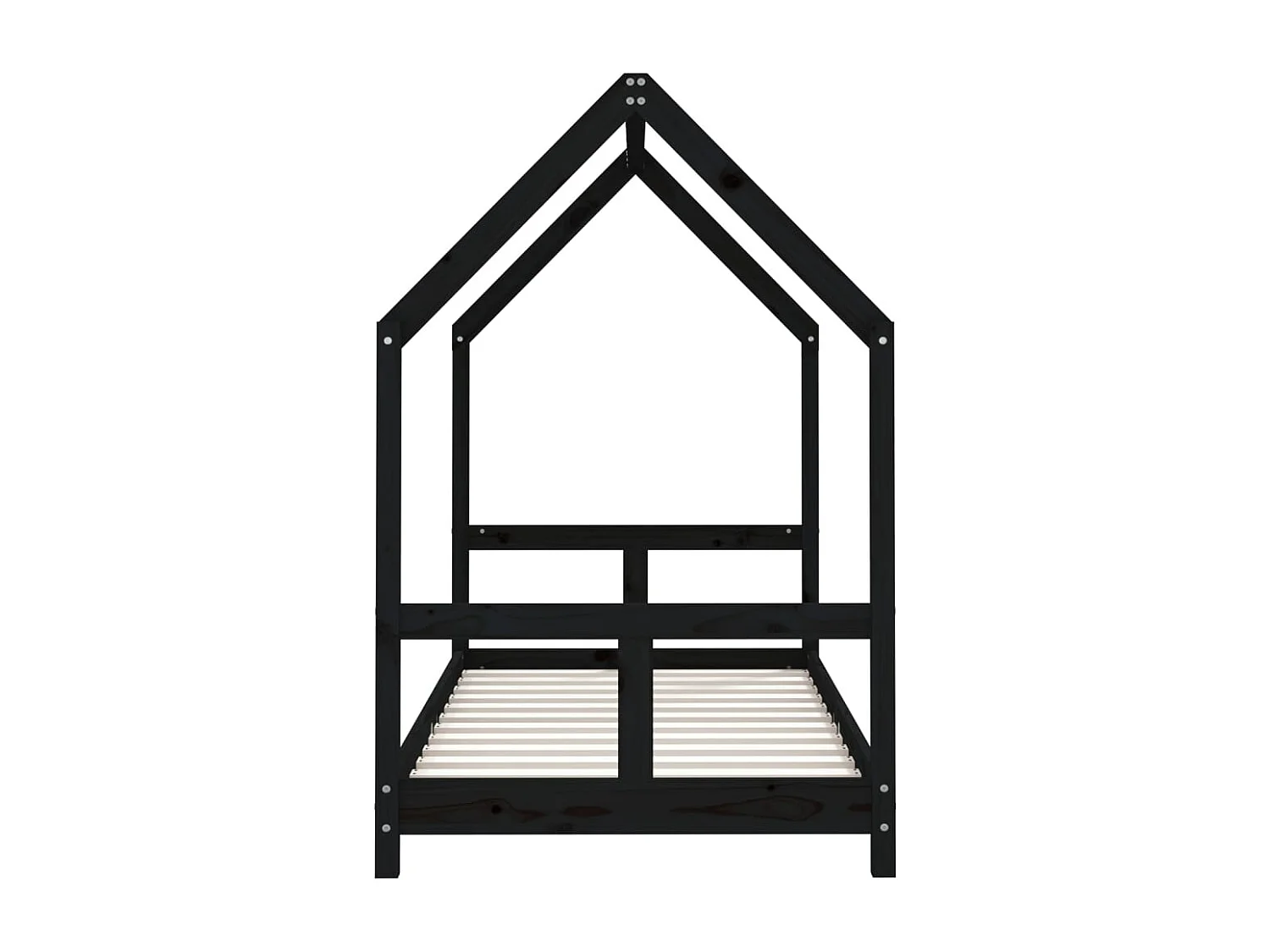 Cadre de lit pour enfant noir 80x160 bois de pin massif
