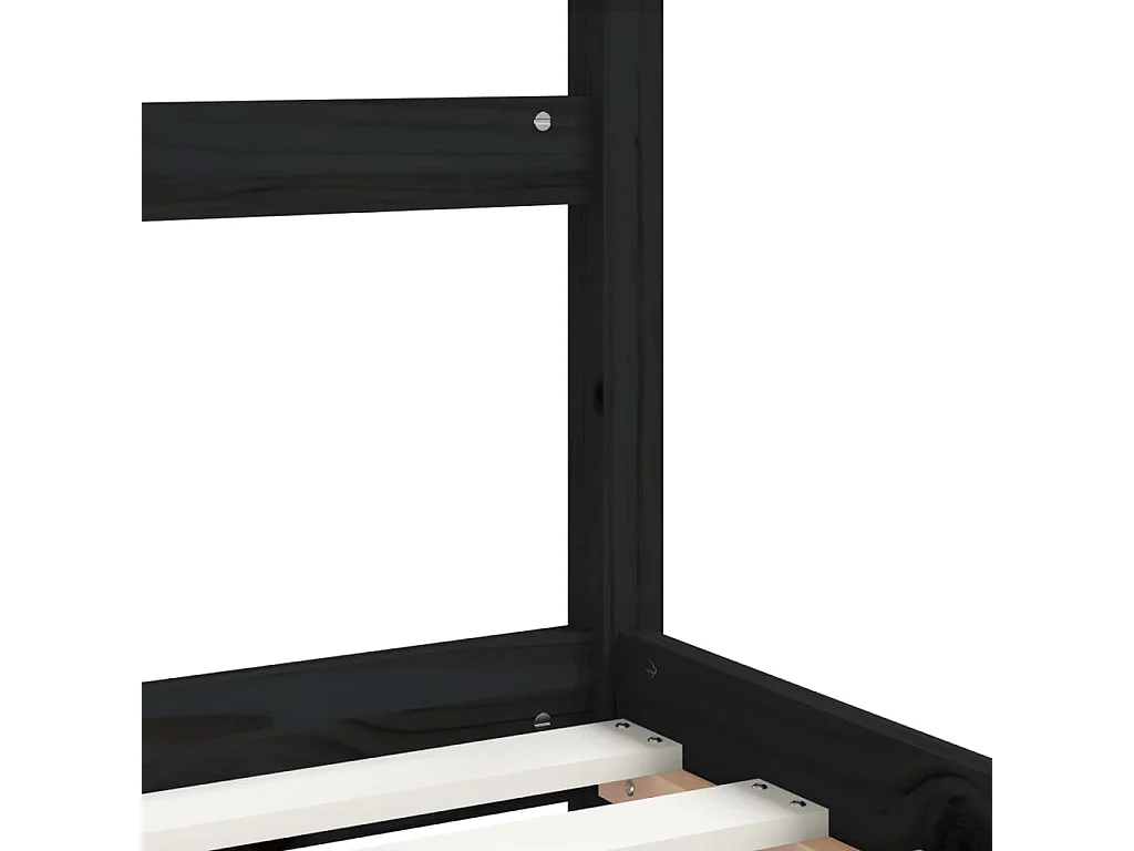 Cadre de lit pour enfant noir 80x160 bois de pin massif