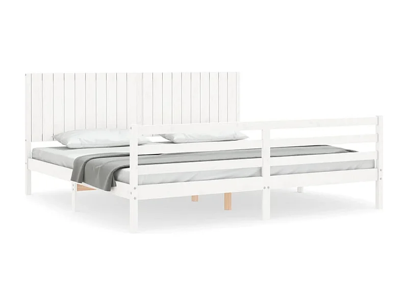 Cadre de lit avec tête de lit blanc 200x200 bois massif