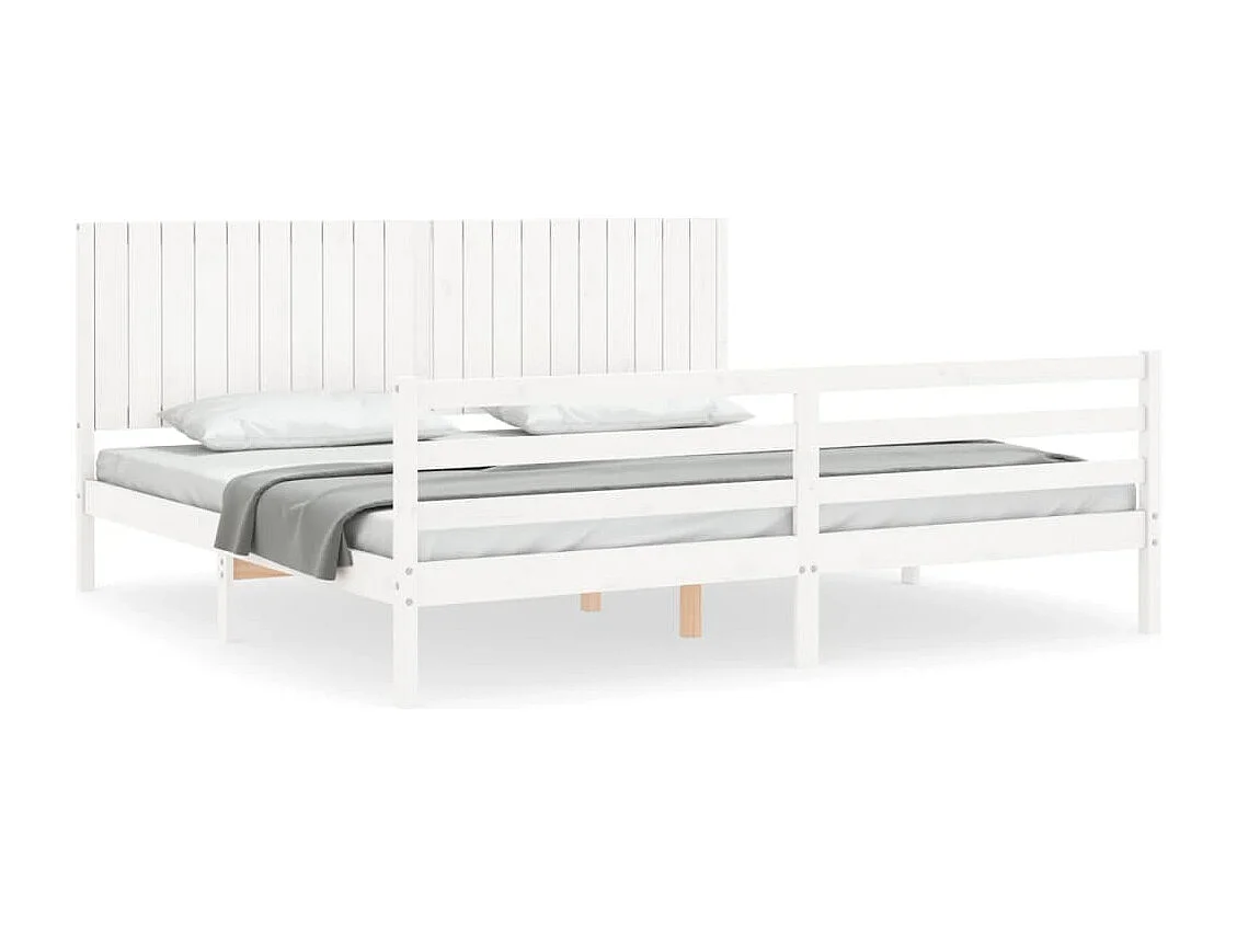 Cadre de lit avec tête de lit blanc 200x200 bois massif