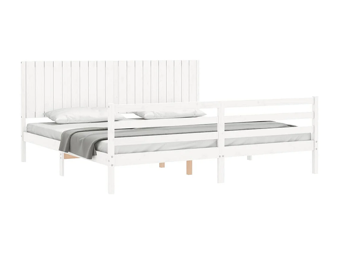 Cadre de lit avec tête de lit blanc 200x200 bois massif