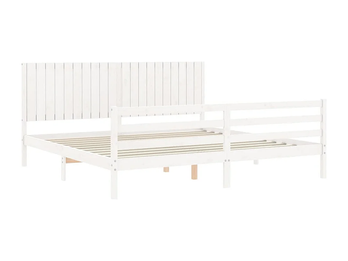 Cadre de lit avec tête de lit blanc 200x200 bois massif