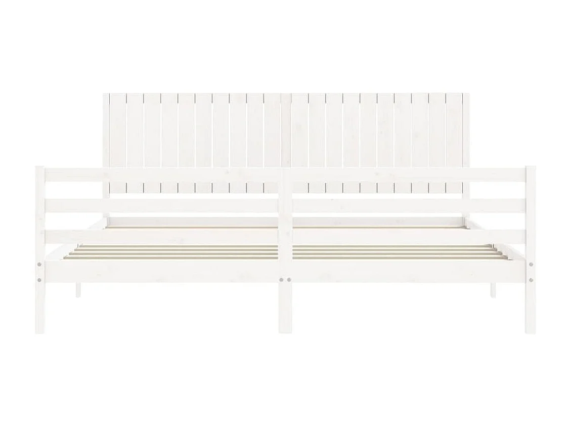 Cadre de lit avec tête de lit blanc 200x200 bois massif