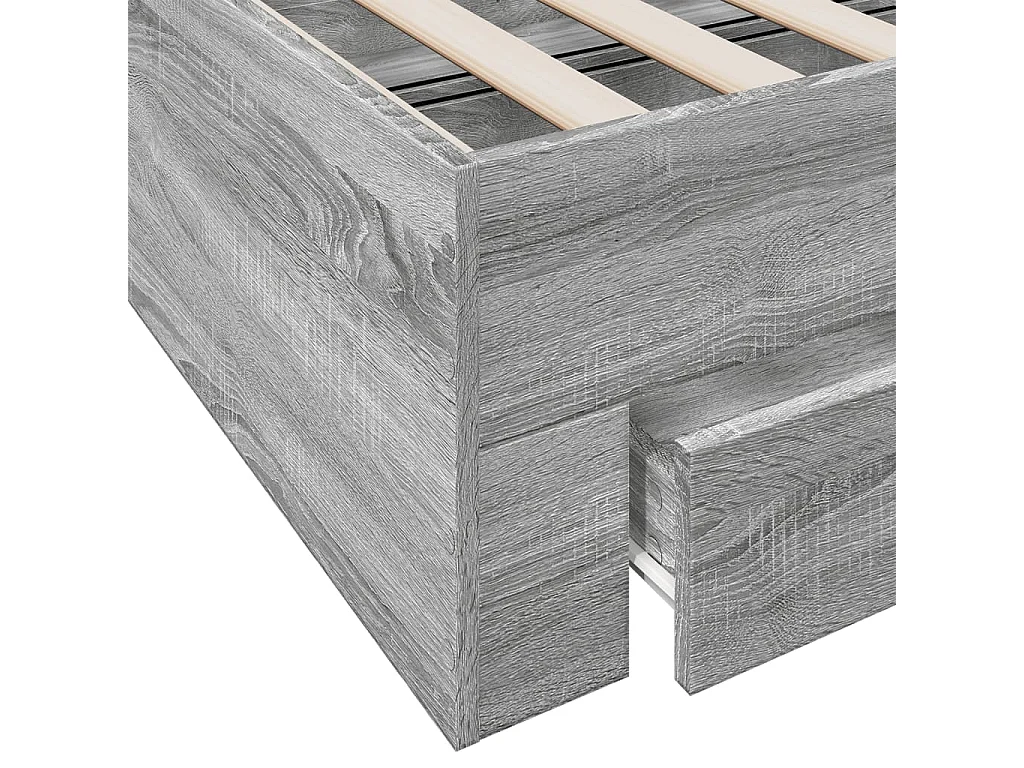 Cadre de lit et tiroirs sonoma gris 100x200 bois d'ingénierie