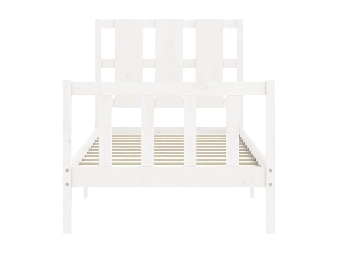 Cadre de lit avec tête de lit blanc 90x200 bois massif