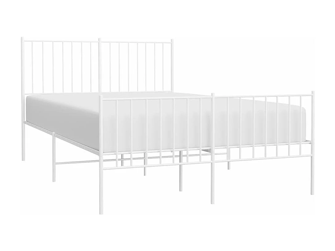 Cadre de lit métal avec tête de lit-pied de lit blanc 120x190
