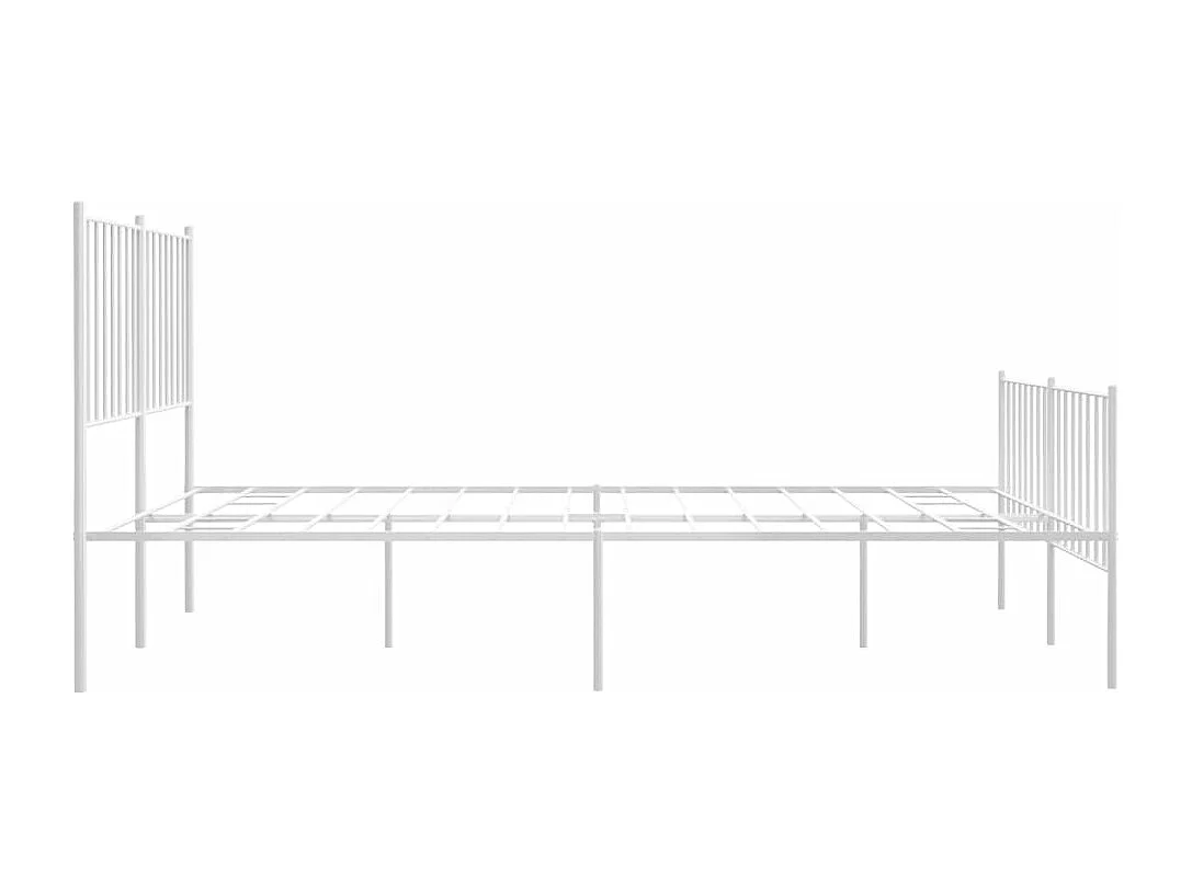 Cadre de lit métal avec tête de lit-pied de lit blanc 120x190