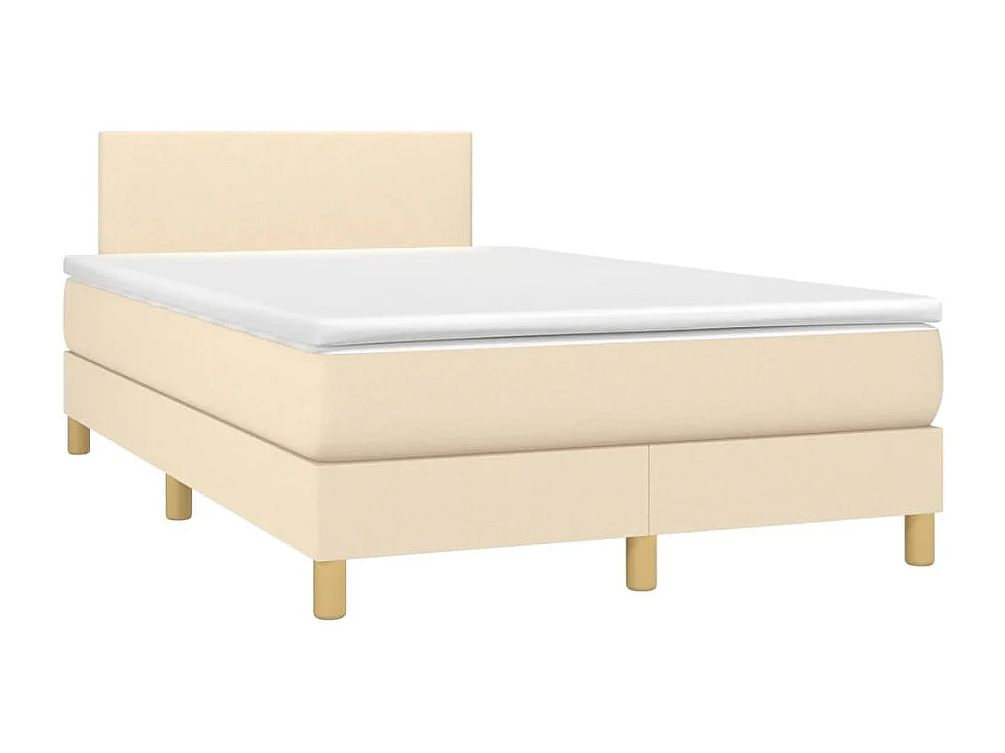 Sommier à lattes de lit matelas et LED crème 120x190 tissu