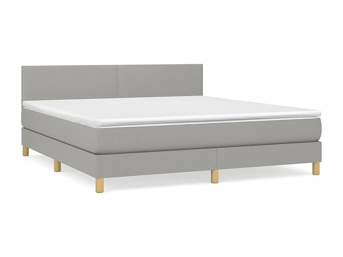 Lit à sommier tapissier avec matelas Gris clair 180x200 Tissu 5