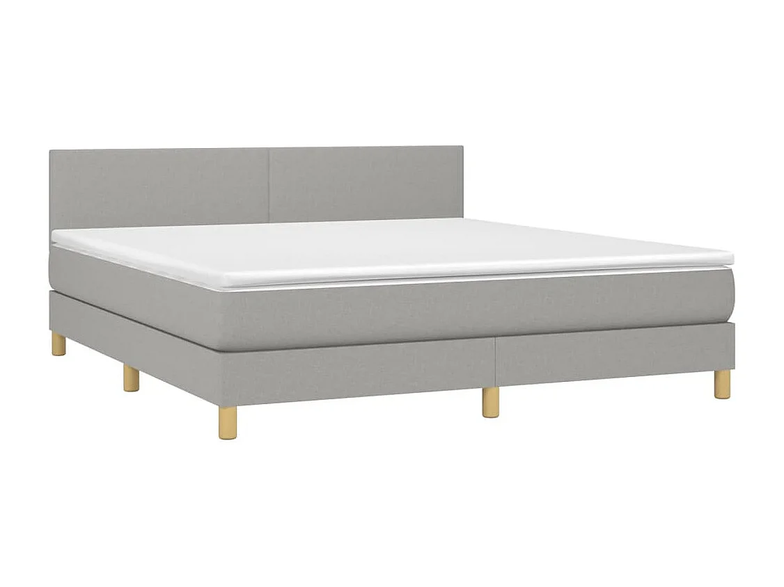 Lit à sommier tapissier avec matelas Gris clair 180x200 Tissu 5