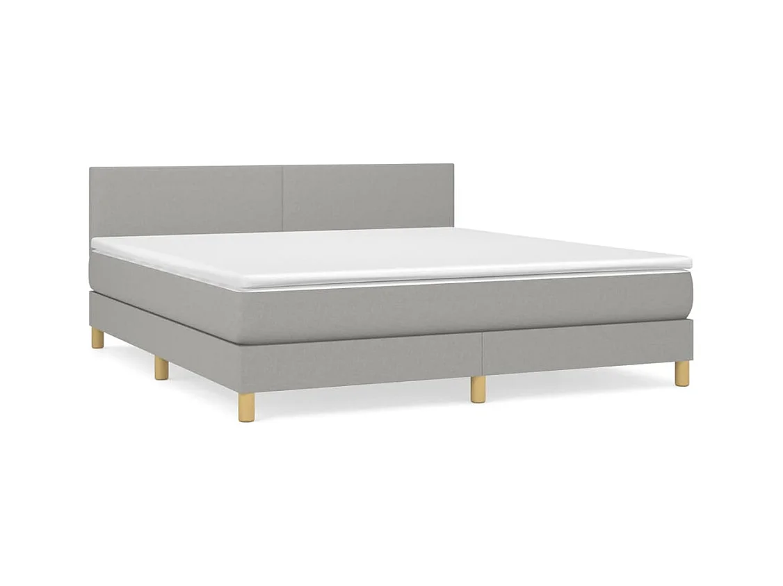 Lit à sommier tapissier avec matelas Gris clair 180x200 Tissu 5