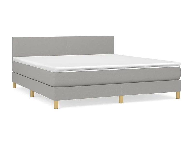 Lit à sommier tapissier avec matelas Gris clair 180x200 Tissu 5