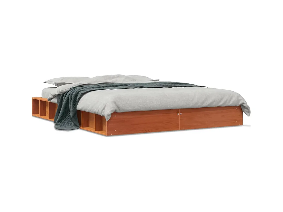 Cadre de lit marron 120x190 bois de pin massif
