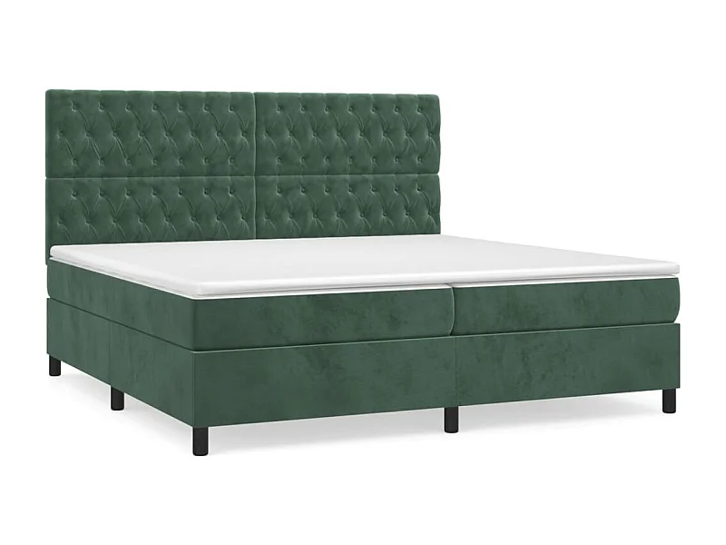 Lit à sommier tapissier et matelas Vert foncé 200x200 Velours 3