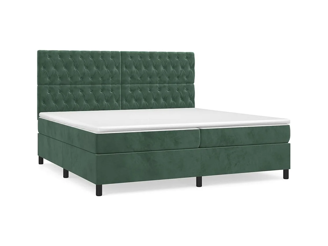 Lit à sommier tapissier et matelas Vert foncé 200x200 Velours 3