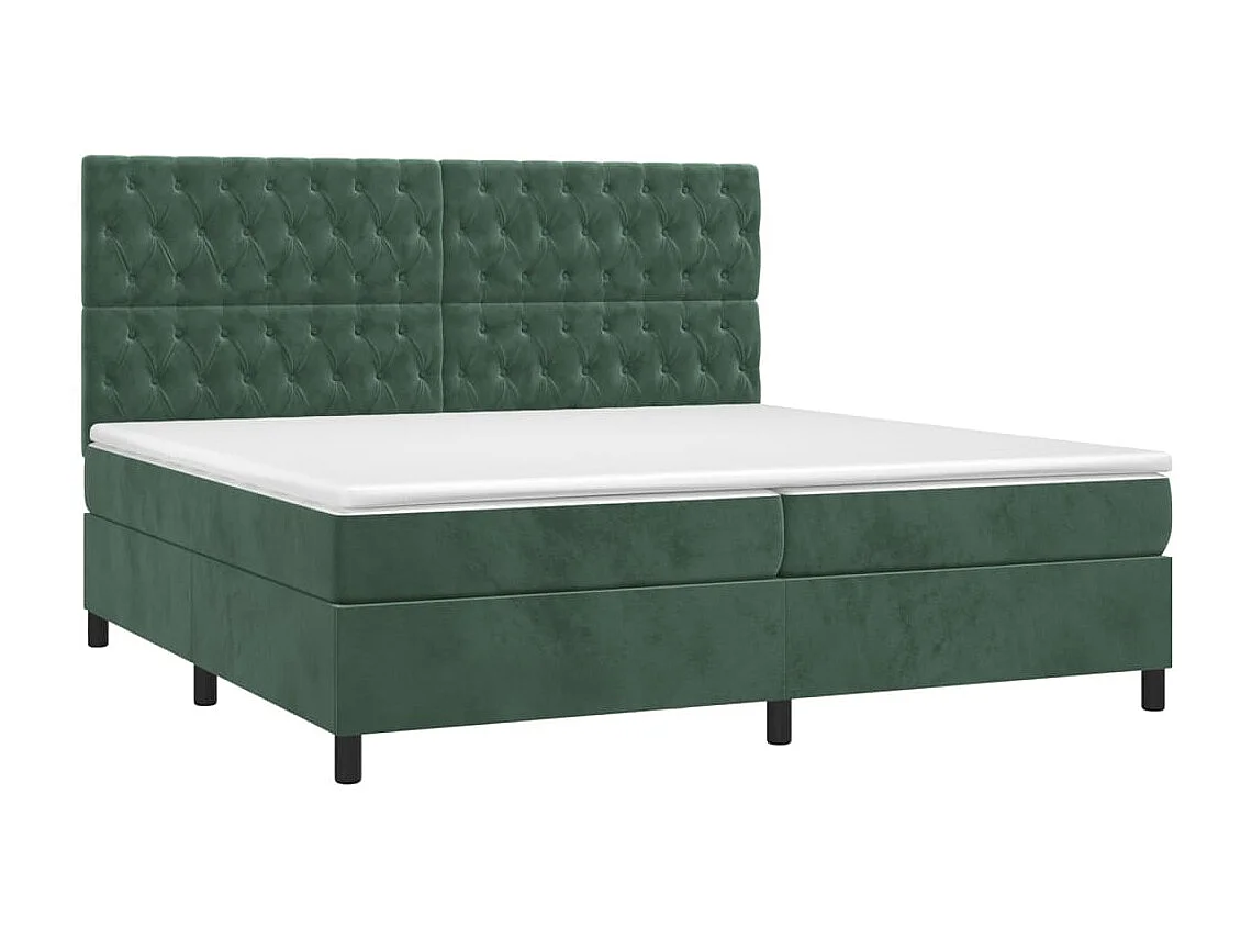 Lit à sommier tapissier et matelas Vert foncé 200x200 Velours 3