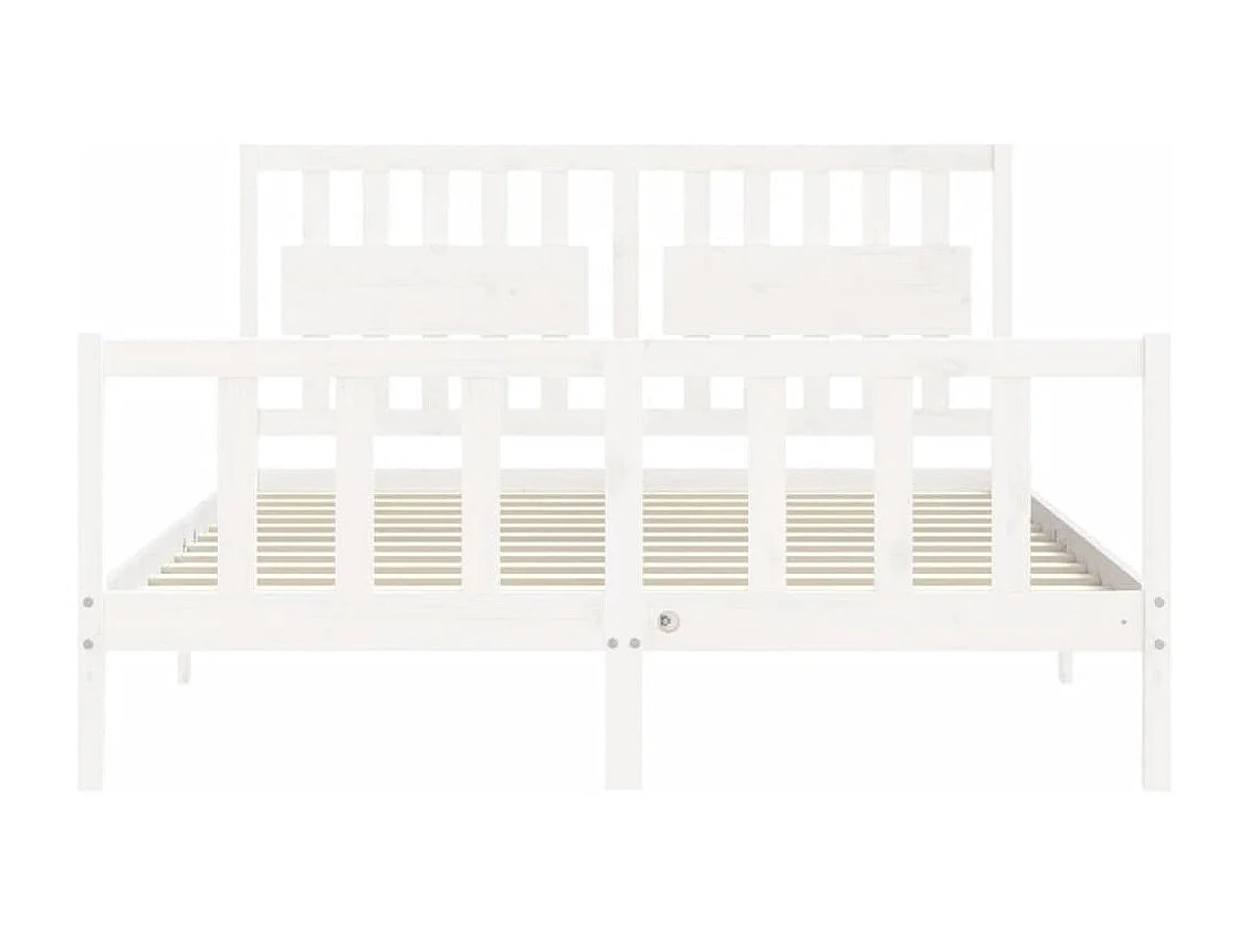 Cadre de lit avec tête de lit blanc King Size bois massif