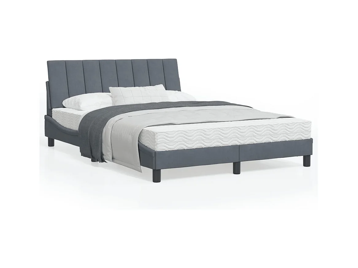 Cadre de lit avec lumières LED gris foncé 140x200 velours