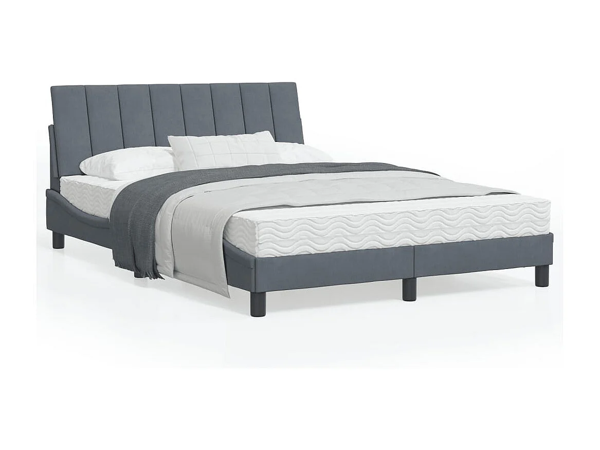 Cadre de lit avec lumières LED gris foncé 140x200 velours