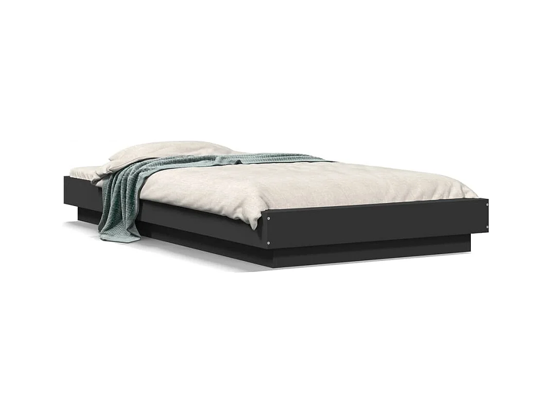 Cadre de lit avec lumières LED noir 100x200 bois d'ingénierie