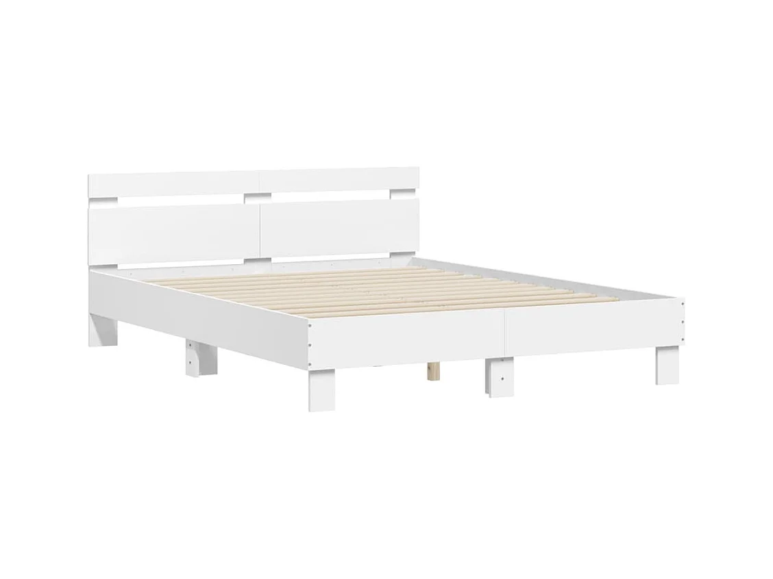Cadre de lit avec tête de lit blanc 140x190 bois d'ingénierie