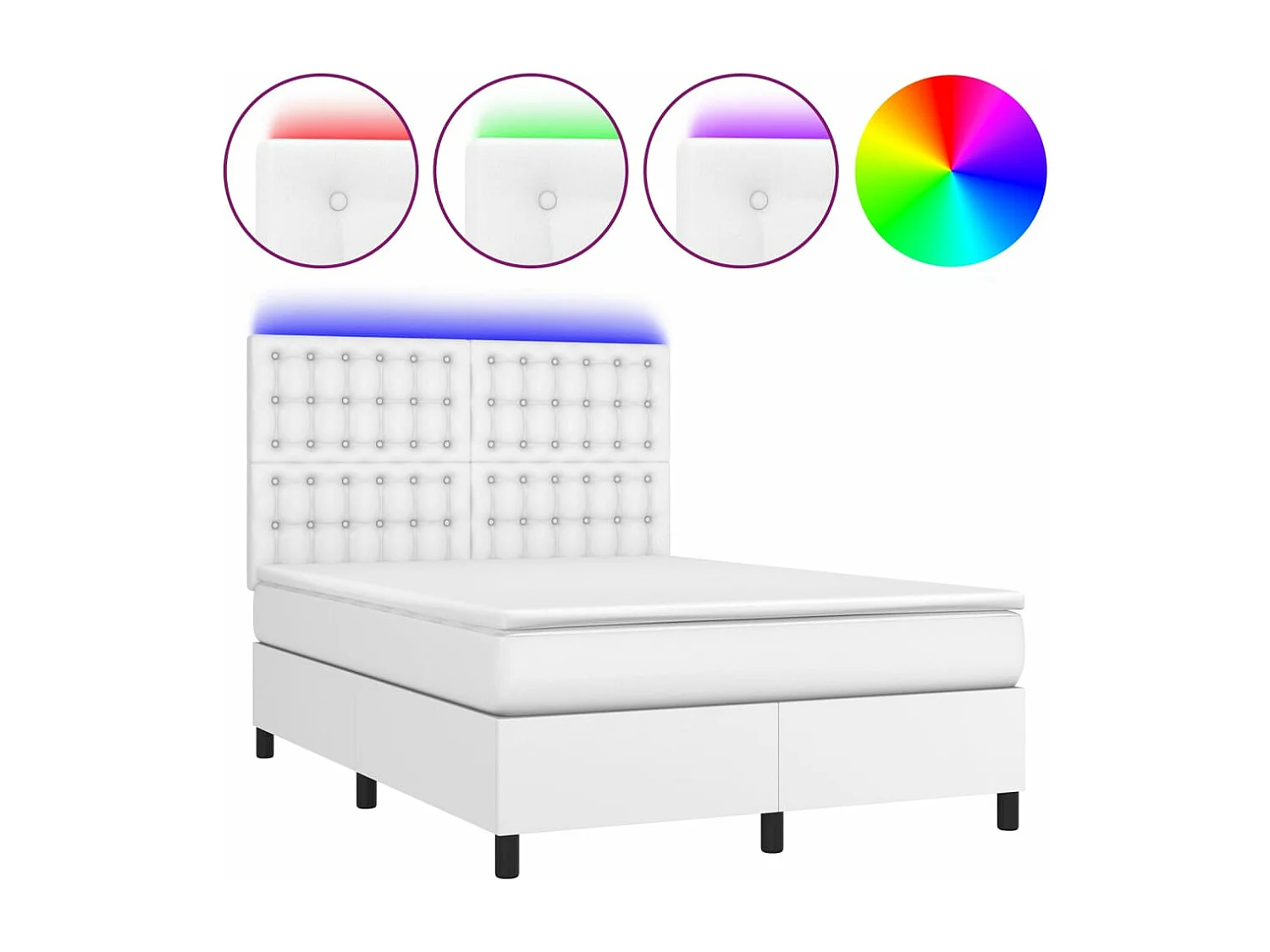 Sommier à lattes de lit avec matelas et LED Blanc 140x190